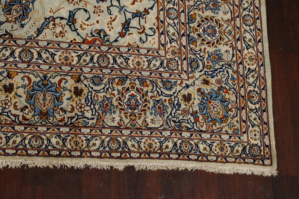 100% Vegetable Dye Floral Kashan Persian Area Rug 10x16