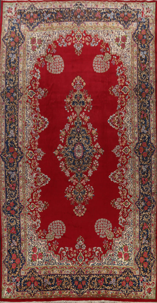 100% Vegetable Dye Floral Kerman Persian Area Rug 10x17