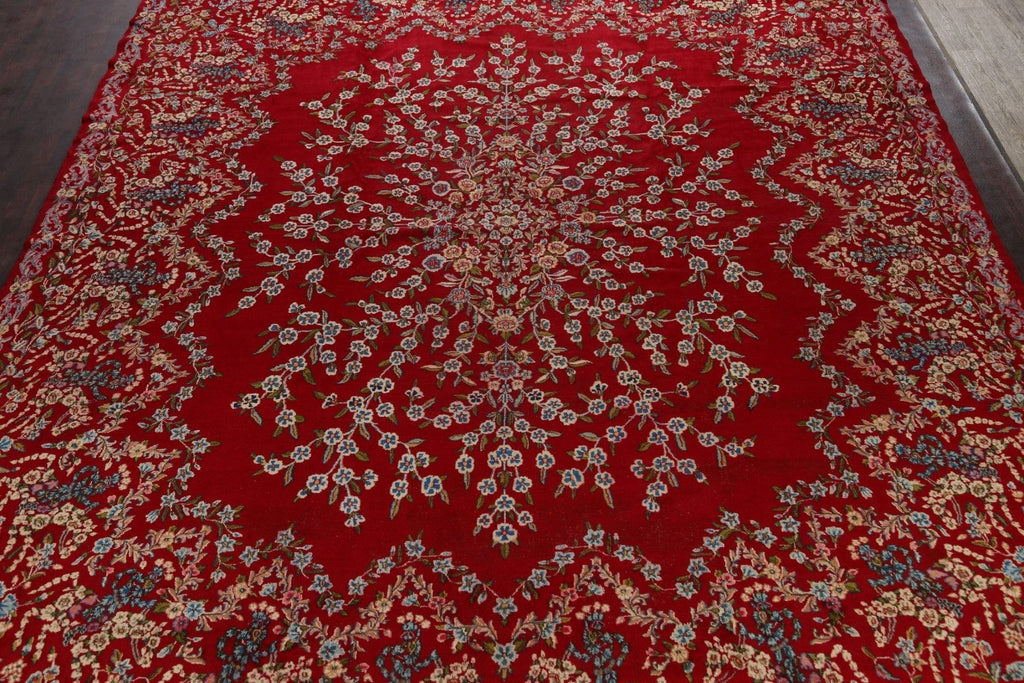 100% Vegetable Dye Floral Kerman Persian Area Rug 13x17