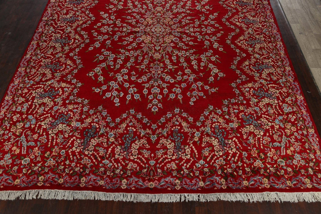 100% Vegetable Dye Floral Kerman Persian Area Rug 13x17