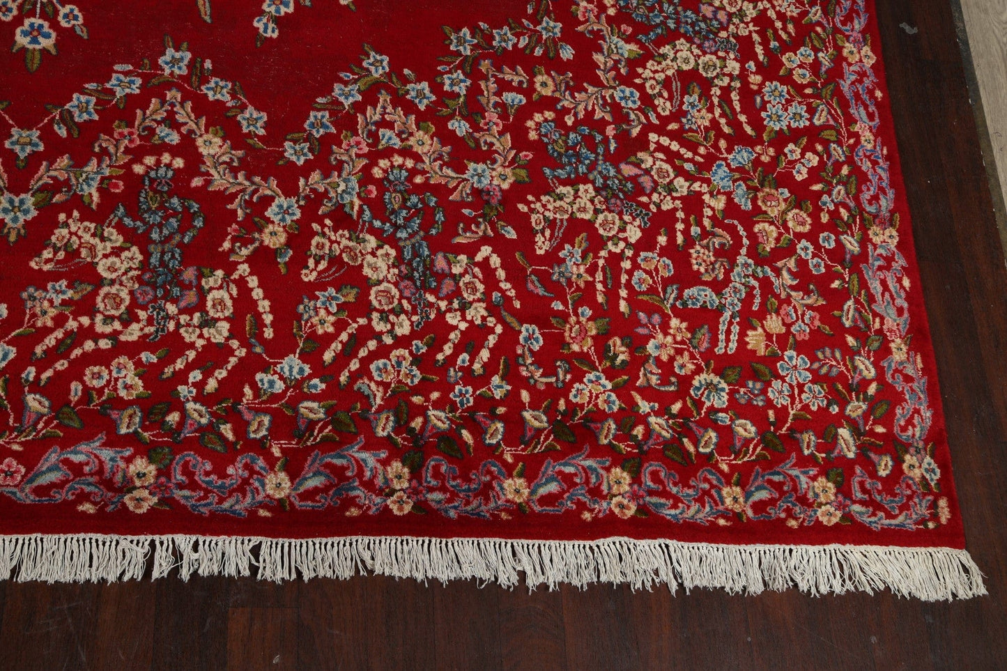 100% Vegetable Dye Floral Kerman Persian Area Rug 13x17