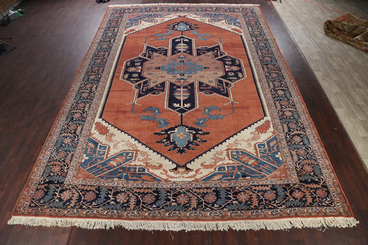 100% Vegetable Dye Geometric Heriz Persian Area Rug 13x19