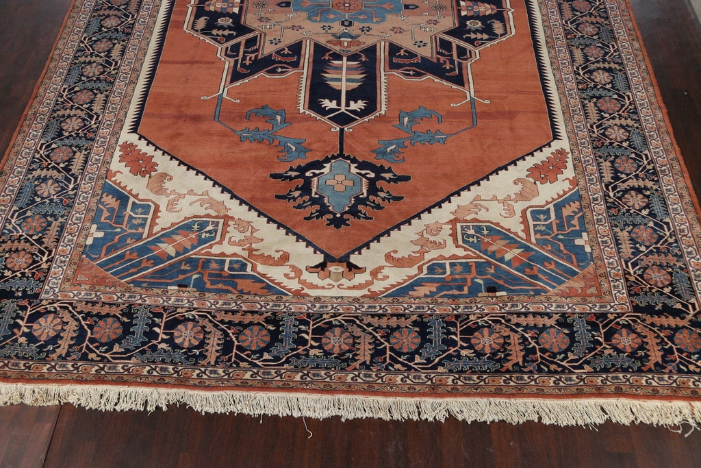 100% Vegetable Dye Geometric Heriz Persian Area Rug 13x19