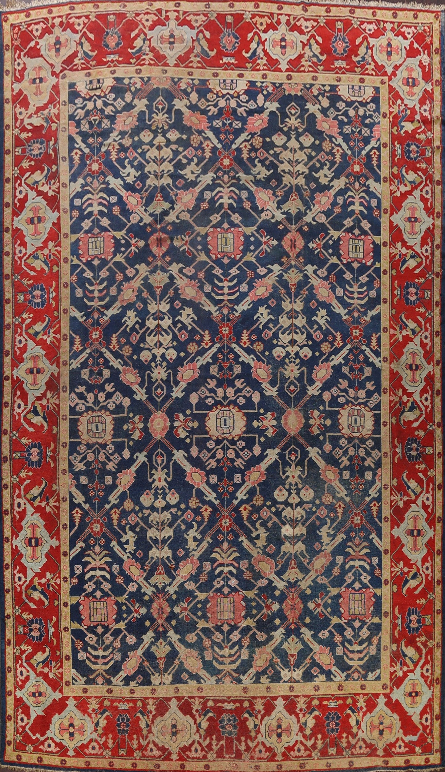 Pre-1900 Antique Vegetable Dye Oushak Persian Area Rug 13x19