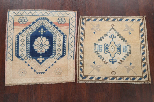 Set of 2 Geometric Anatolian Oriental Area Rugs 2x2