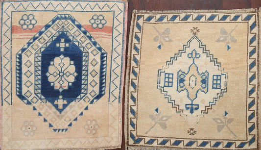 Set of 2 Geometric Anatolian Oriental Area Rugs 2x2