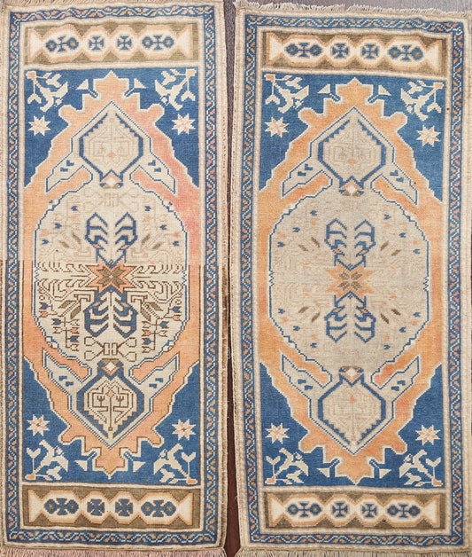 Set of 2 Geometric Oushak Oriental Area Rugs 2x4