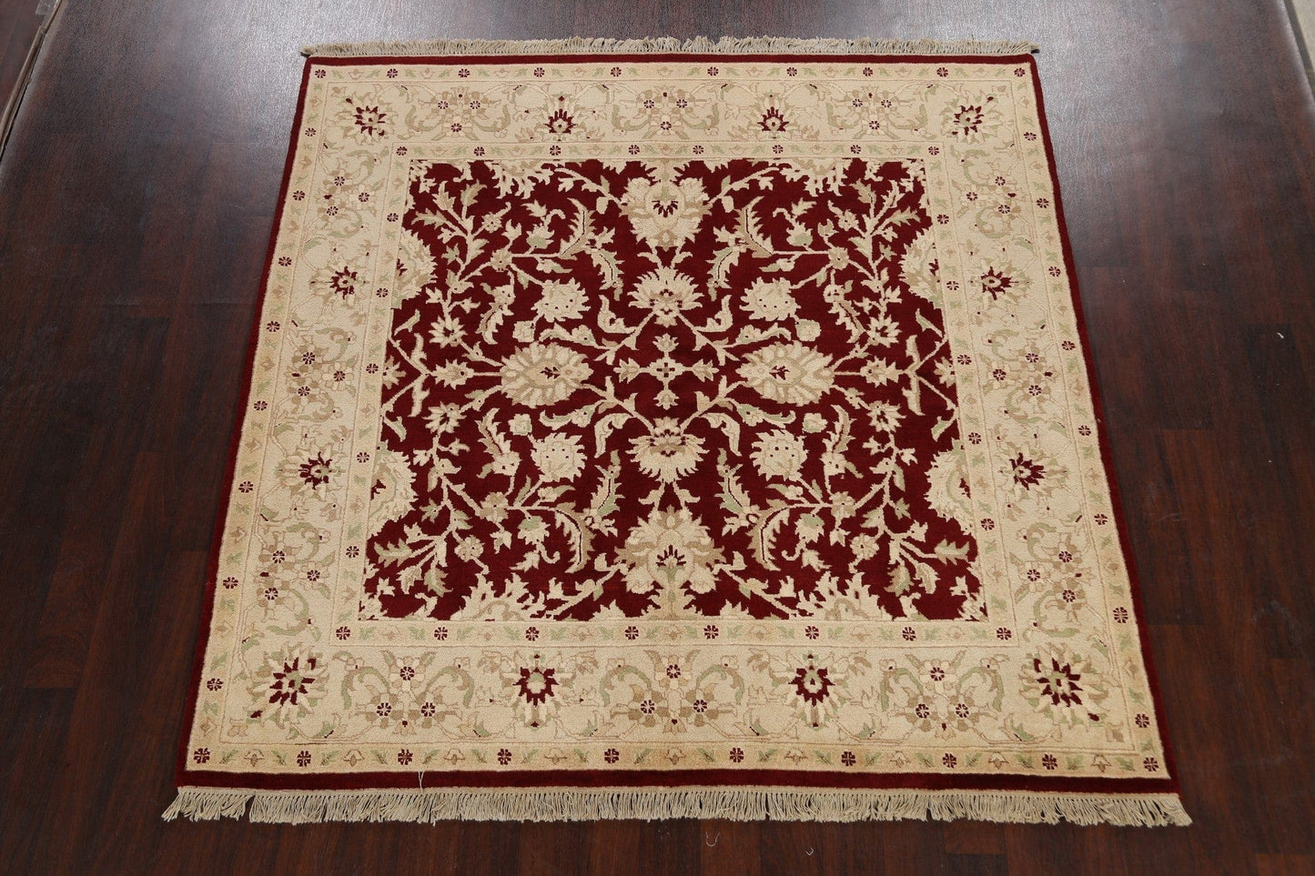 100% Vegetable Dye Floral Agra Oriental Area Rug 7x7 Square