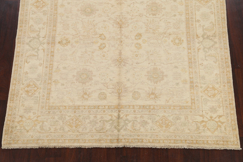 100% Vegetable Dye Peshawar Oriental Area Rug 6x6 Square