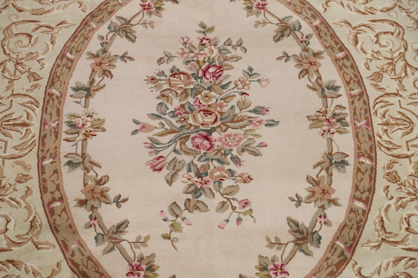 100% Vegetable Dye Aubusson Oriental Area Rug 9x12