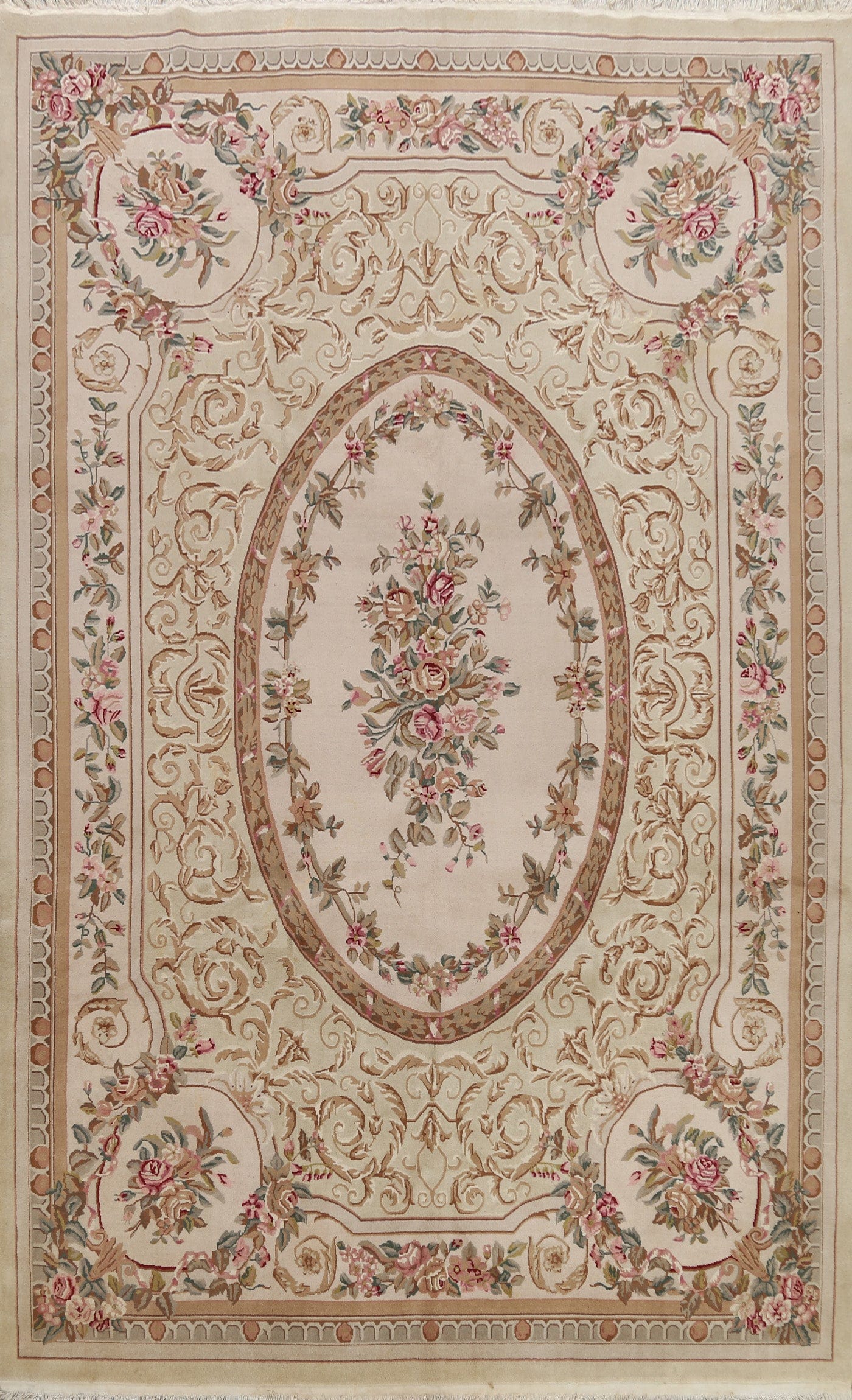 100% Vegetable Dye Aubusson Oriental Area Rug 9x12