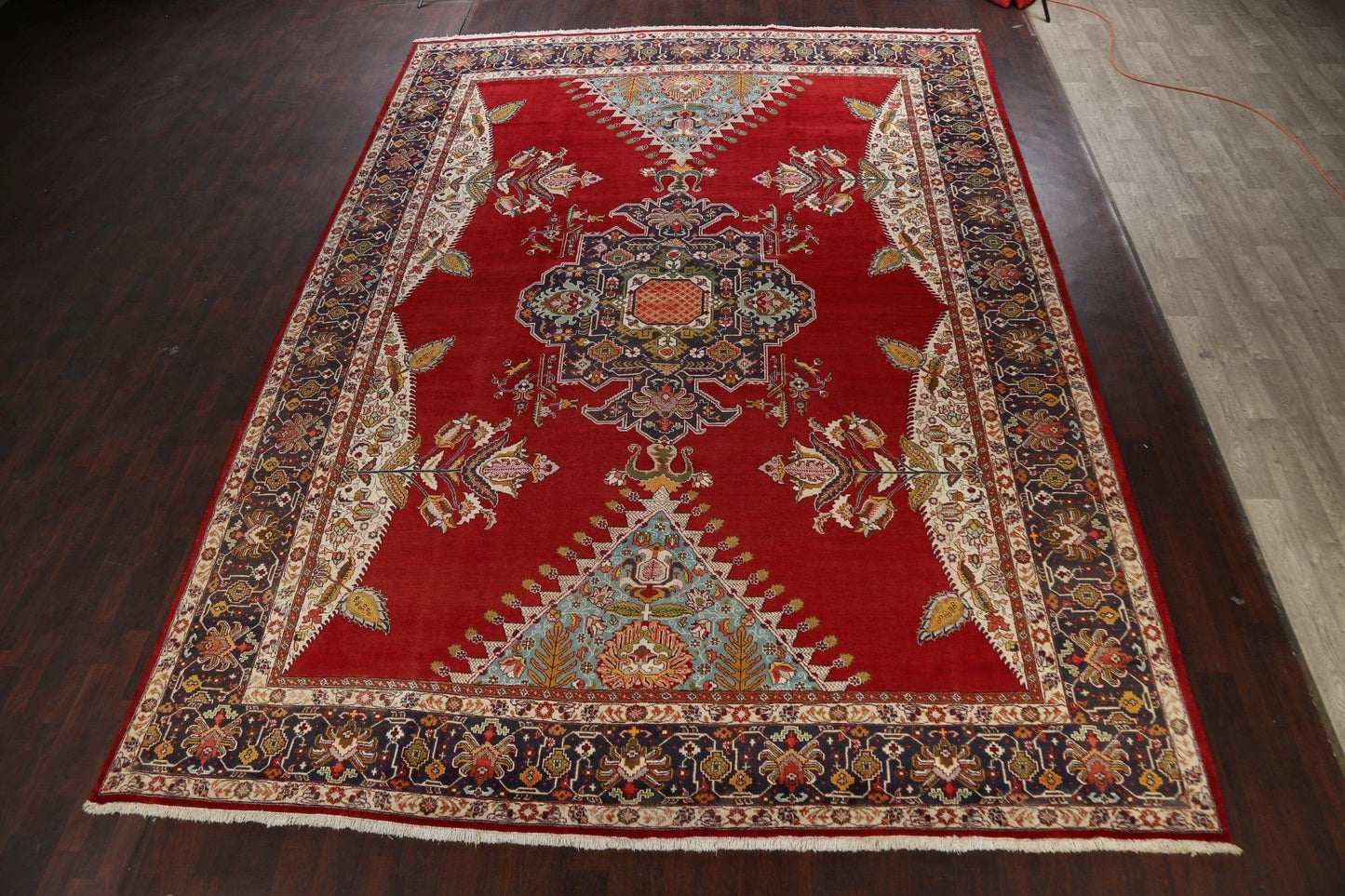 Geometric Red Tabriz Persian Area Rug 12x16 Large