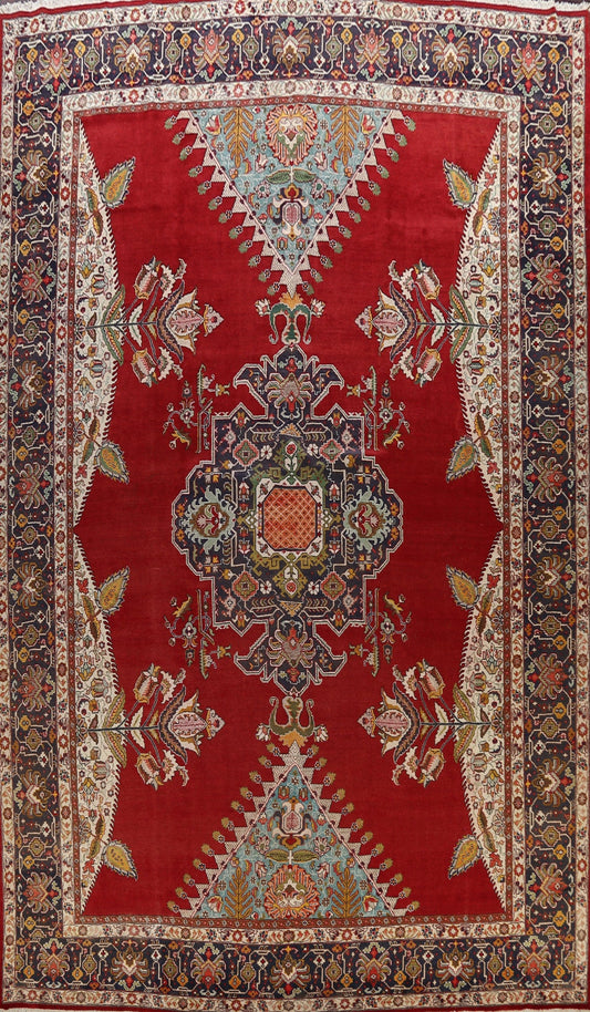 Geometric Red Tabriz Persian Area Rug 12x16 Large