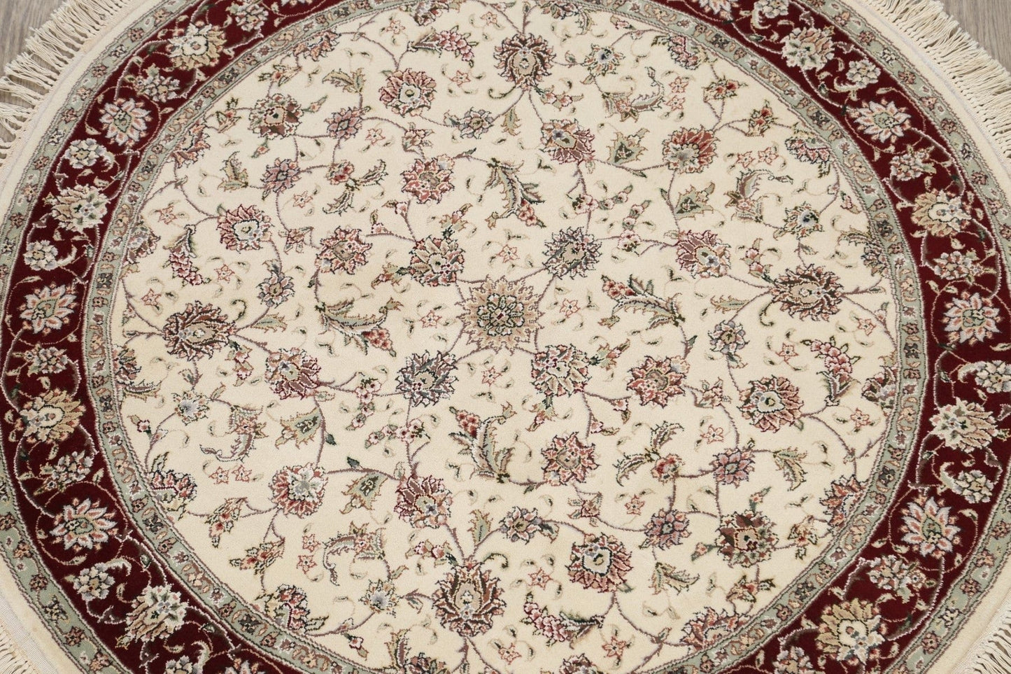 Wool/ Silk Floral Tabriz Oriental Area Rug 5x5 Round