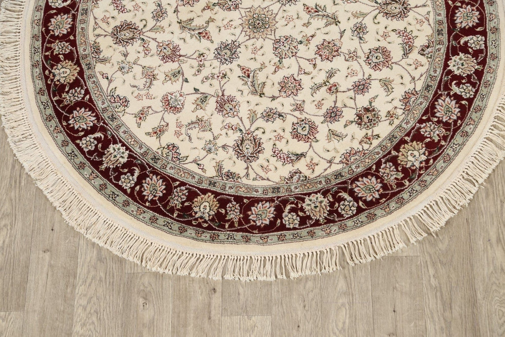 Wool/ Silk Floral Tabriz Oriental Area Rug 5x5 Round