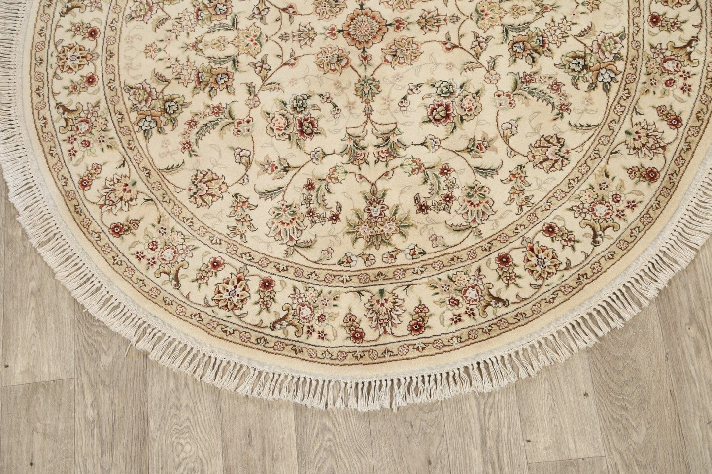 Wool/ Silk Floral Tabriz Oriental Area Rug 5x5 Round