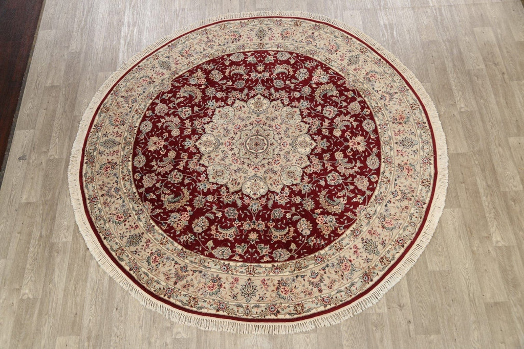 100% Vegetable Dye Aubusson Oriental Area Rug 8x8 Round