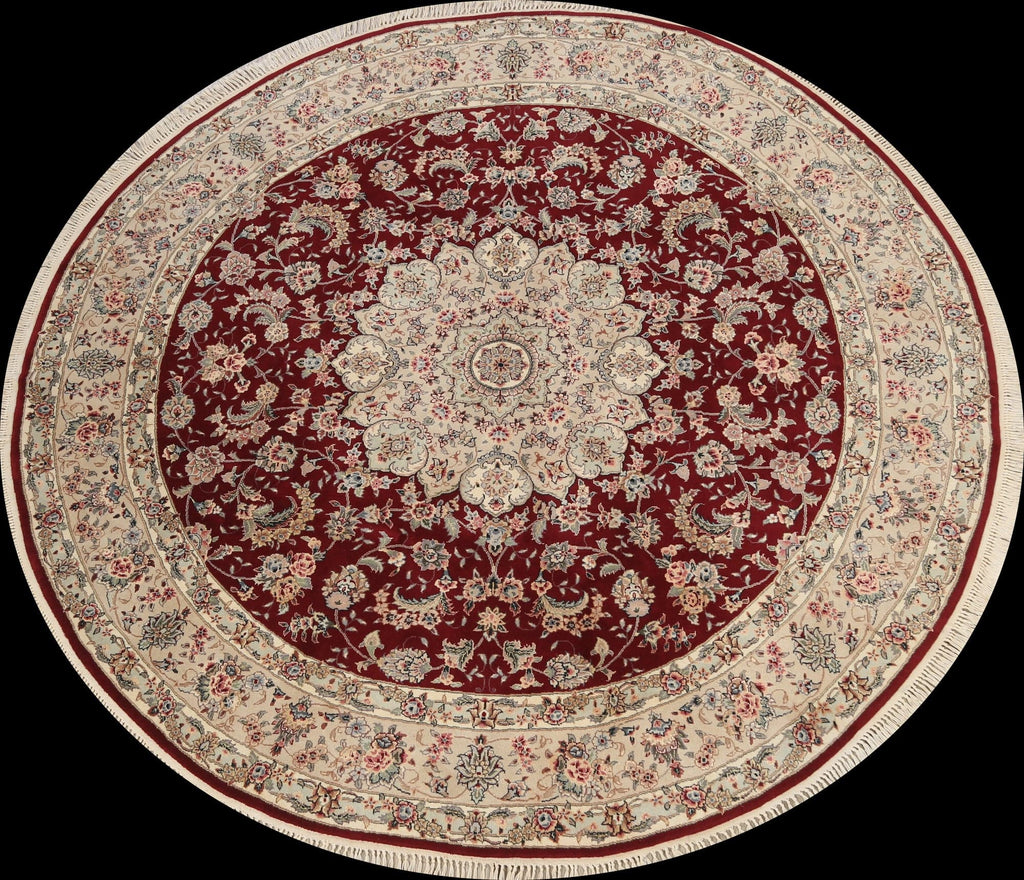 100% Vegetable Dye Aubusson Oriental Area Rug 8x8 Round