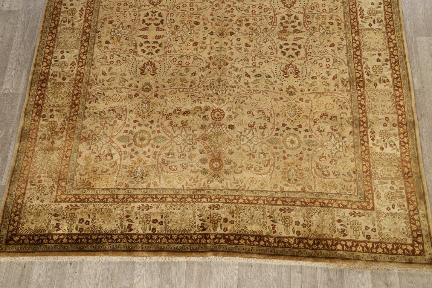 100% Vegetable Dye Floral Agra Oriental Area Rug 8x10