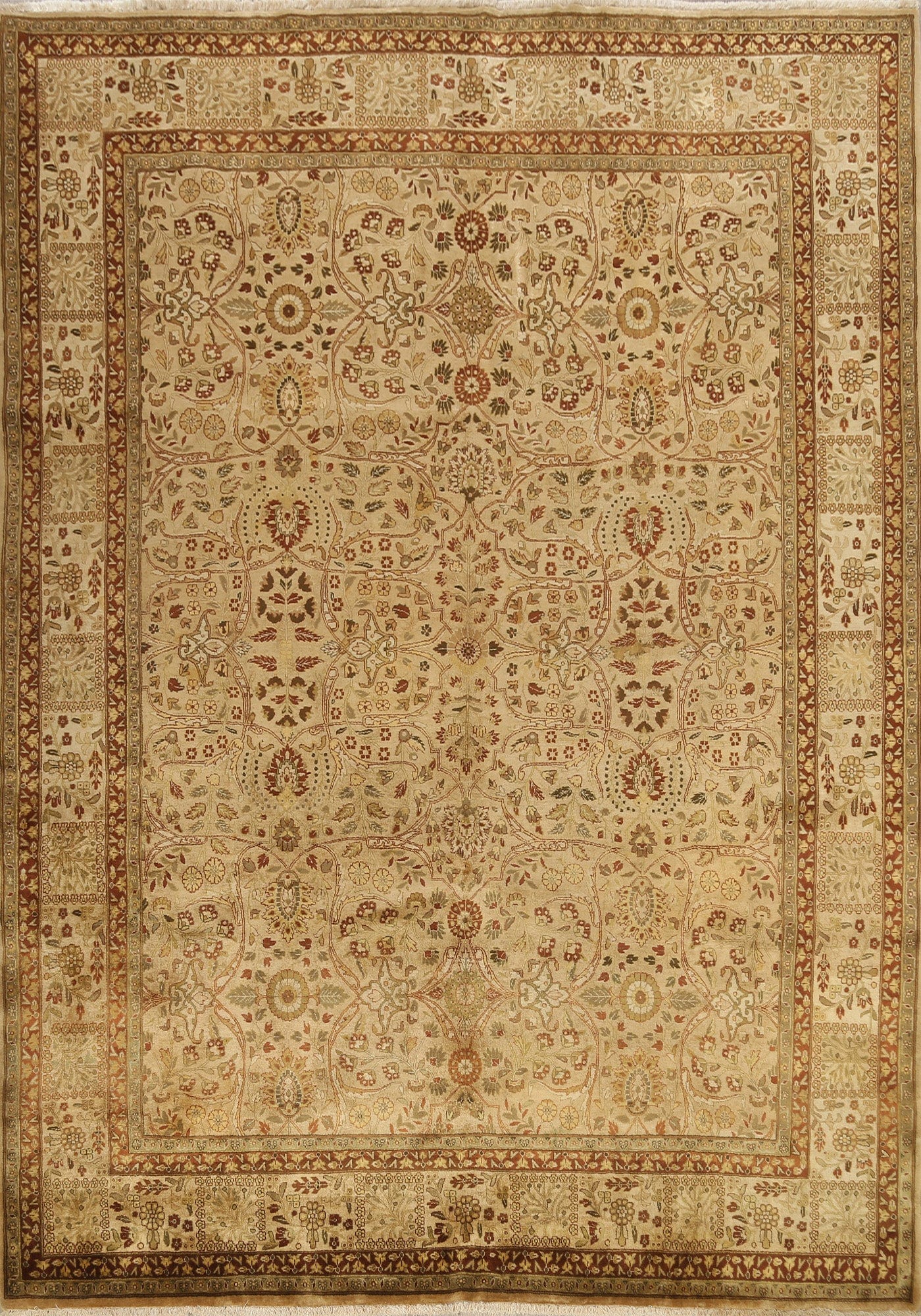 100% Vegetable Dye Floral Agra Oriental Area Rug 8x10