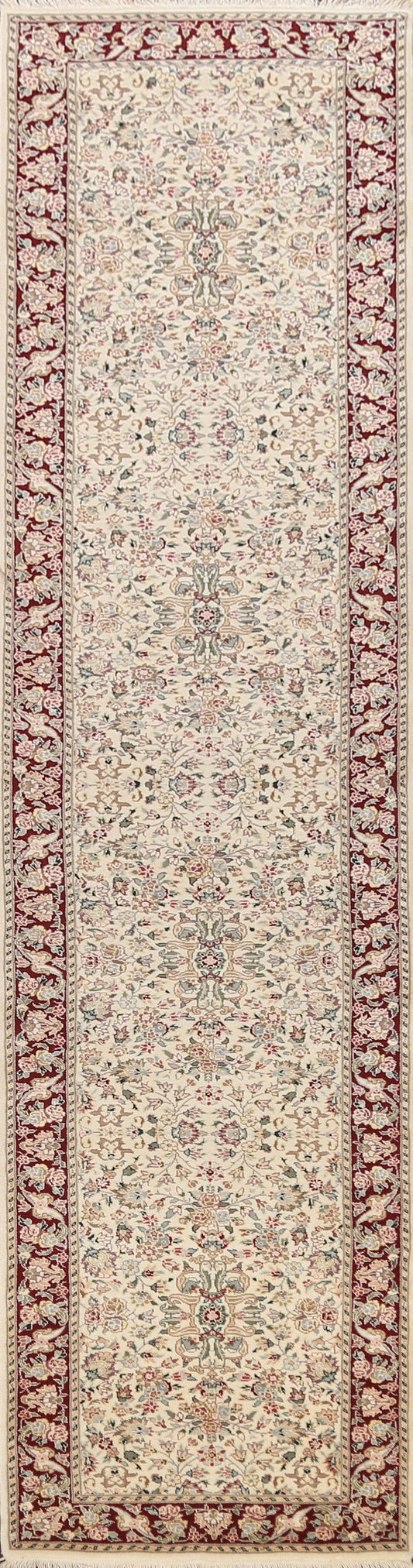 100% Vegetable Dye Floral Kerman Oriental Runner Rug 3x12