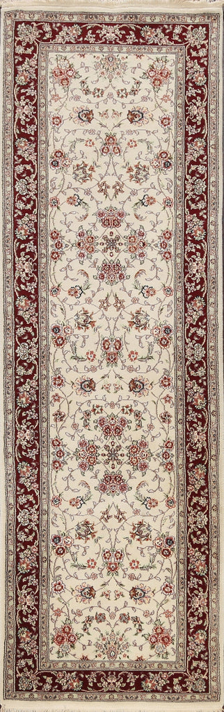 100% Vegetable Dye Floral Tabriz Oriental Runner Rug 2x8