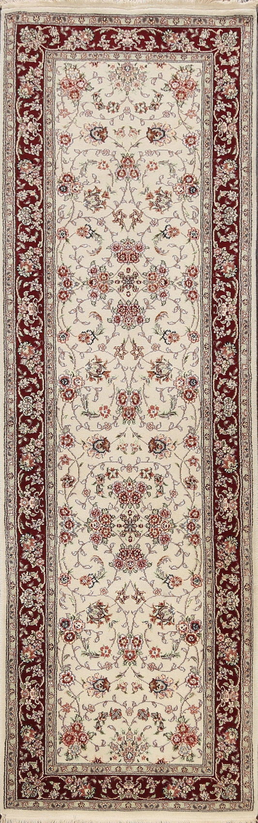 100% Vegetable Dye Floral Tabriz Oriental Runner Rug 2x8