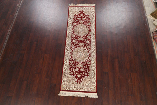 Wool/ Silk Floral Tabriz Oriental Runner Rug 3x8