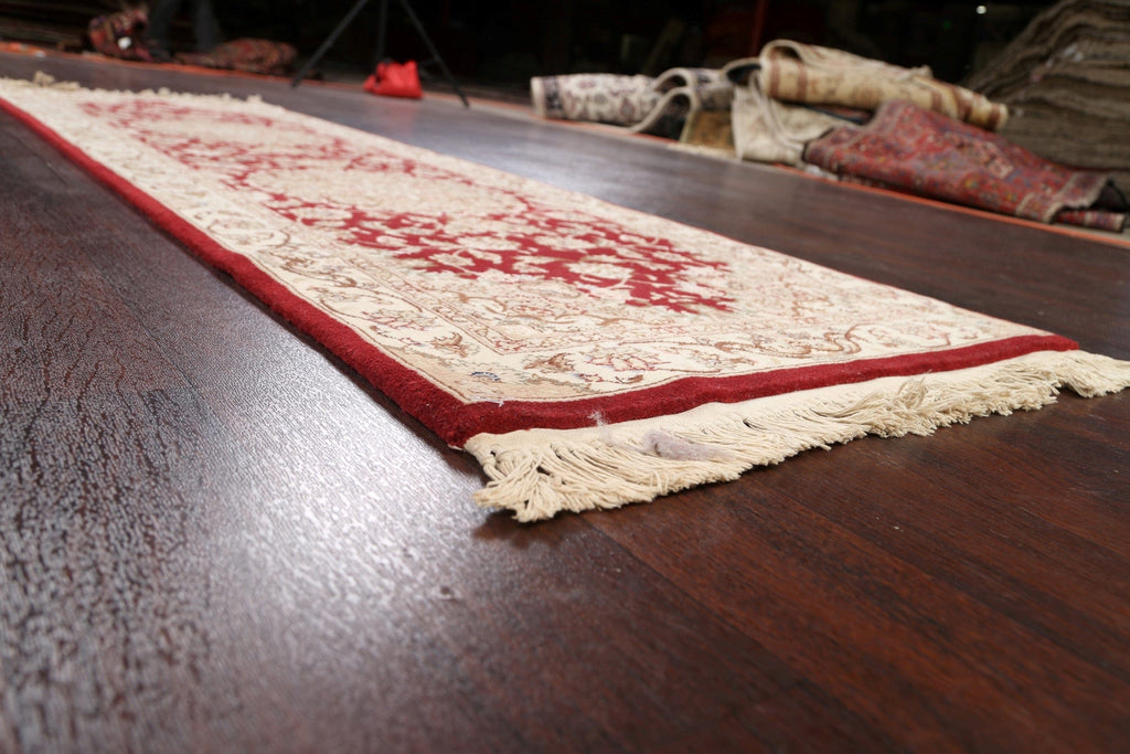 Wool/ Silk Floral Tabriz Oriental Runner Rug 3x8