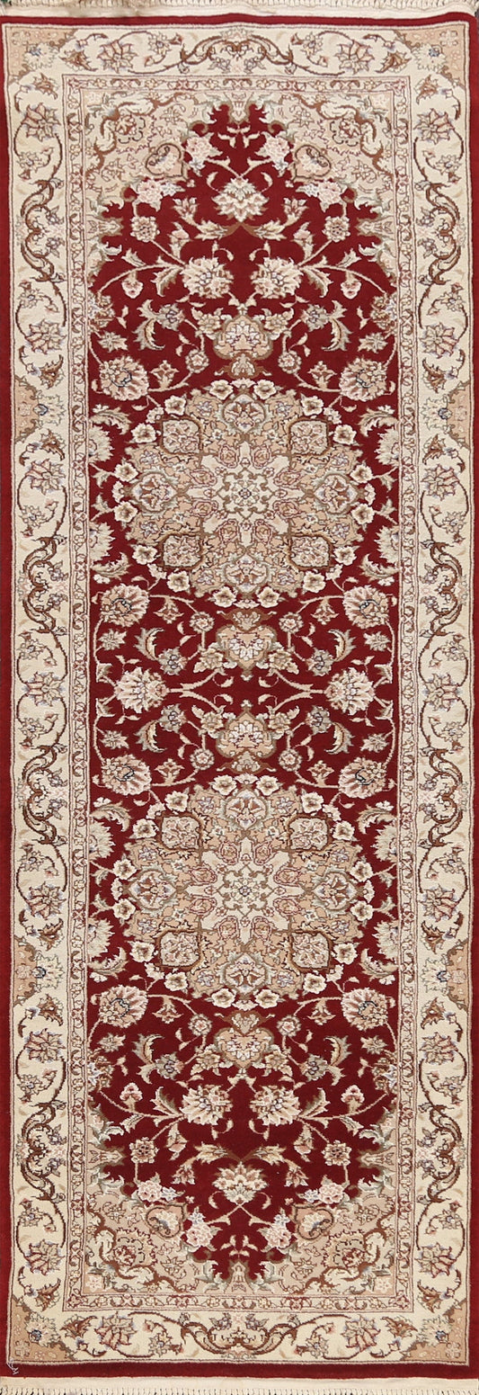 Wool/ Silk Floral Tabriz Oriental Runner Rug 3x8