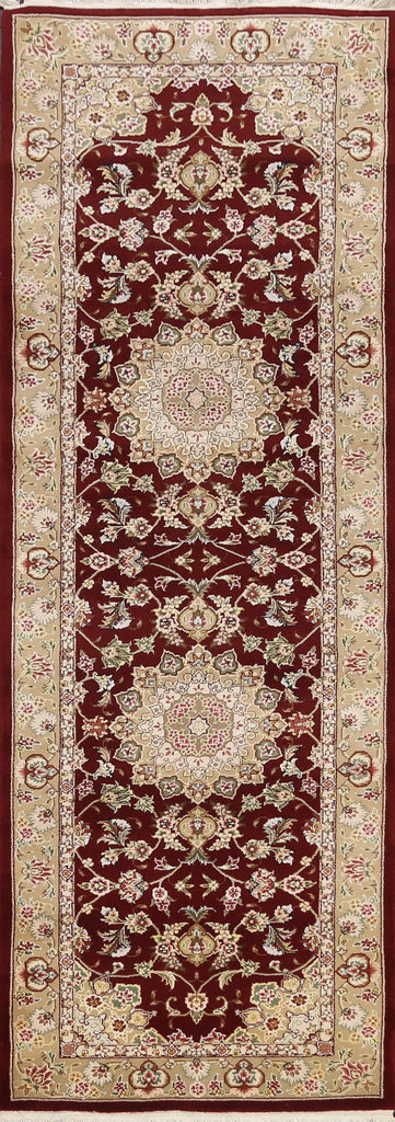 100% Vegetable Dye Floral Tabriz Oriental Runner Rug 3x8