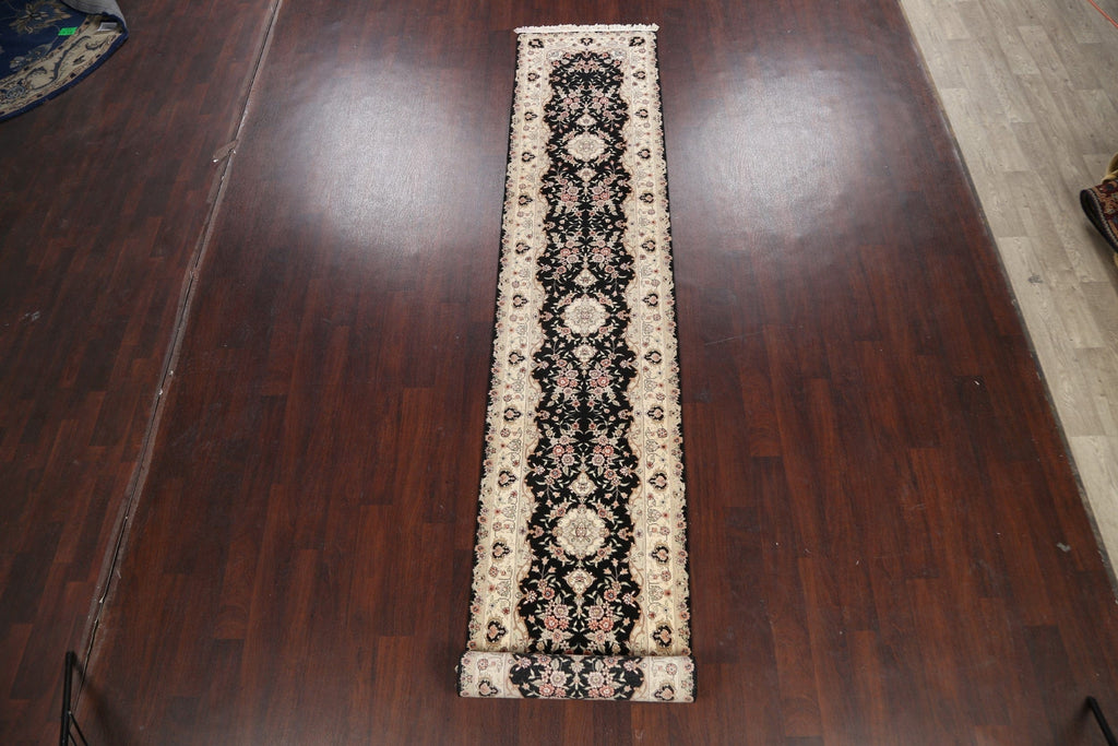 Vegetable Dye Wool/ Silk Tabriz Oriental Runner Rug 3x16