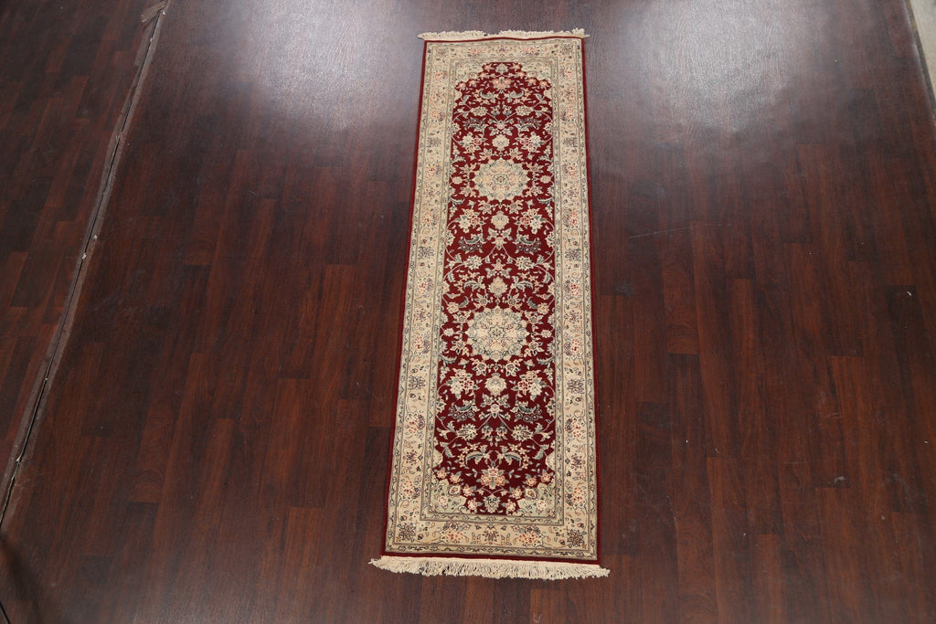 Vegetable Dye Wool/ Silk Tabriz Oriental Runner Rug 2x8