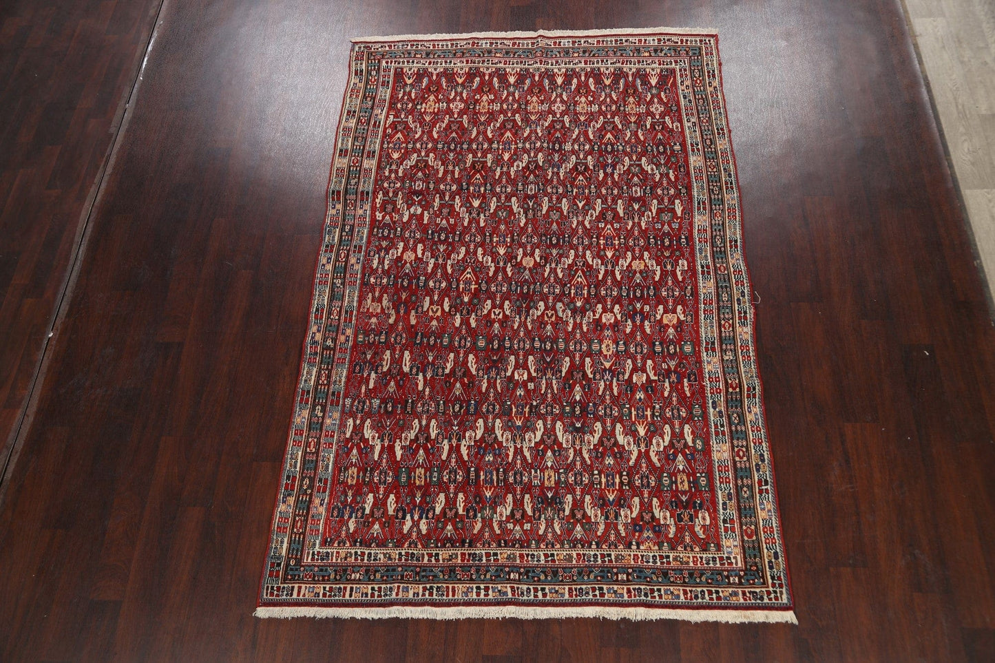 Vegetable Dye All-Over Qashqai Persian Area Rug 6x9