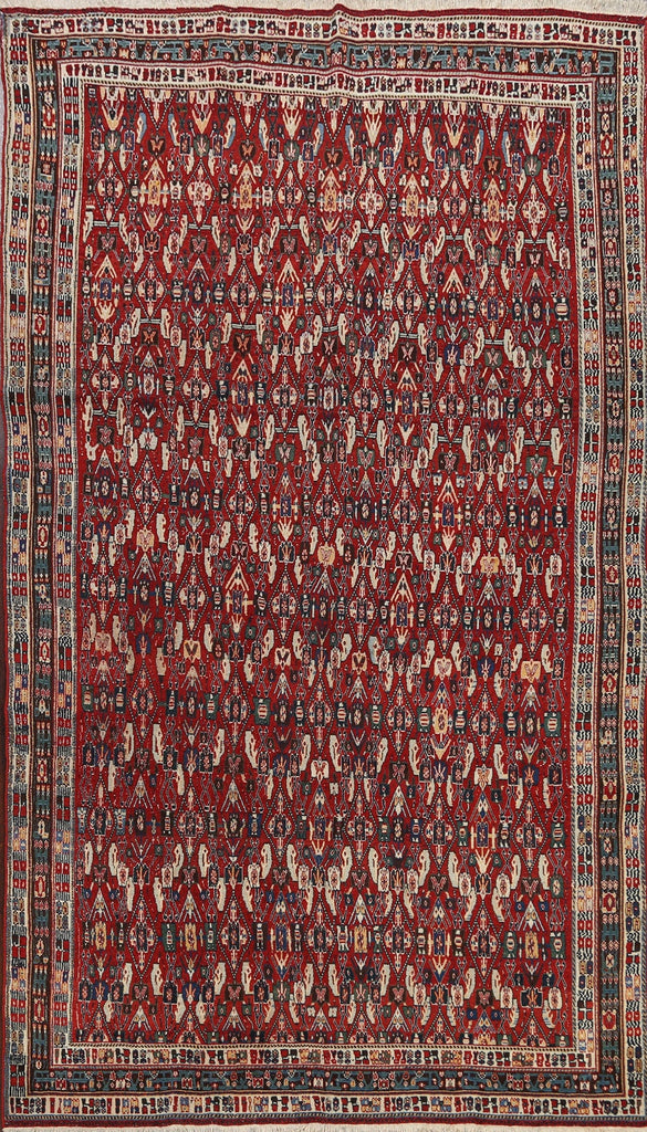 Vegetable Dye All-Over Qashqai Persian Area Rug 6x9