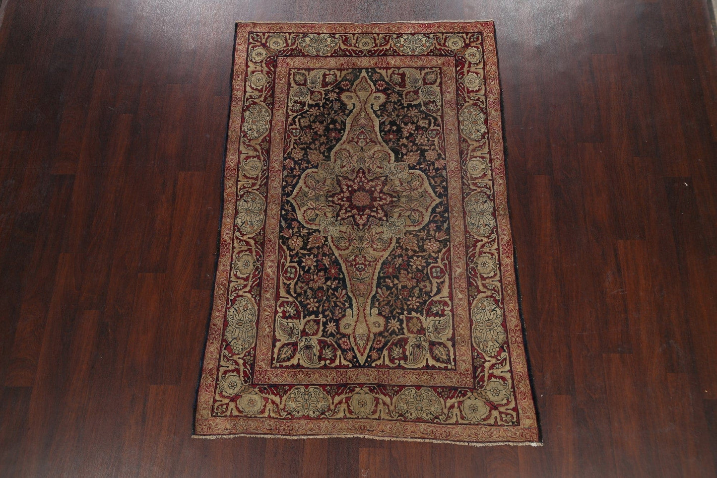 Pre-1900 Antique Floral Persian Area Rug 4x7