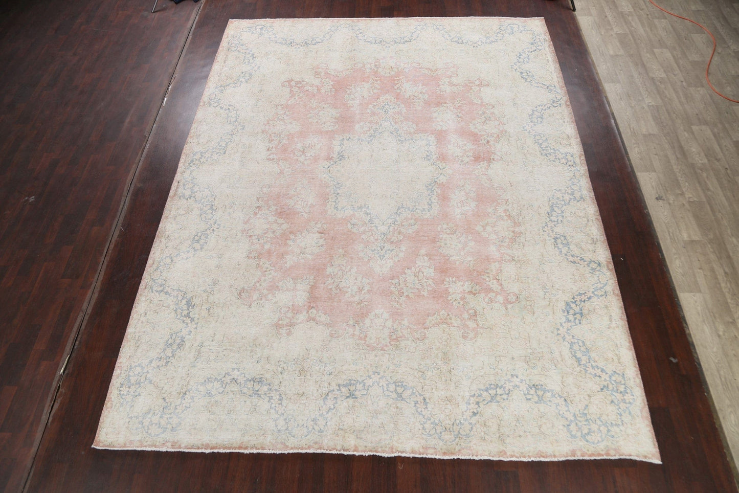 Muted Distressed Kerman Persian Area Rug 10x13