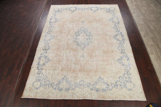 Muted Distressed Kerman Persian Area Rug 10x13