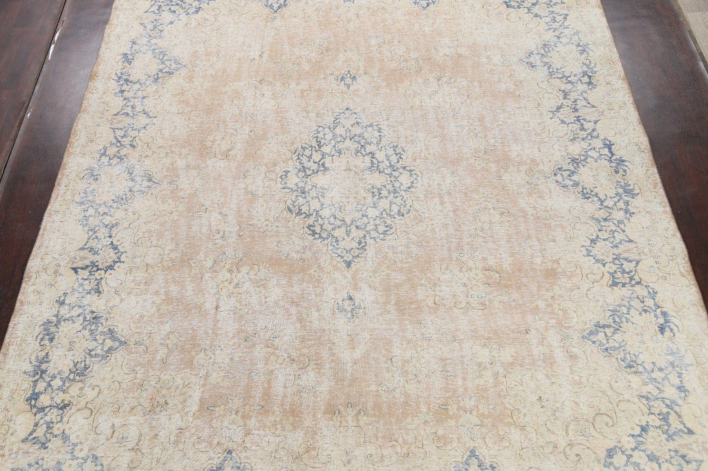 Muted Distressed Kerman Persian Area Rug 10x13