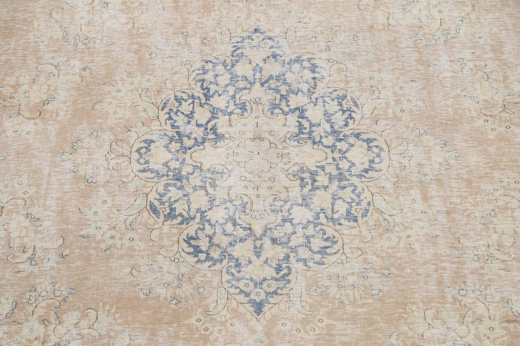 Muted Distressed Kerman Persian Area Rug 10x13