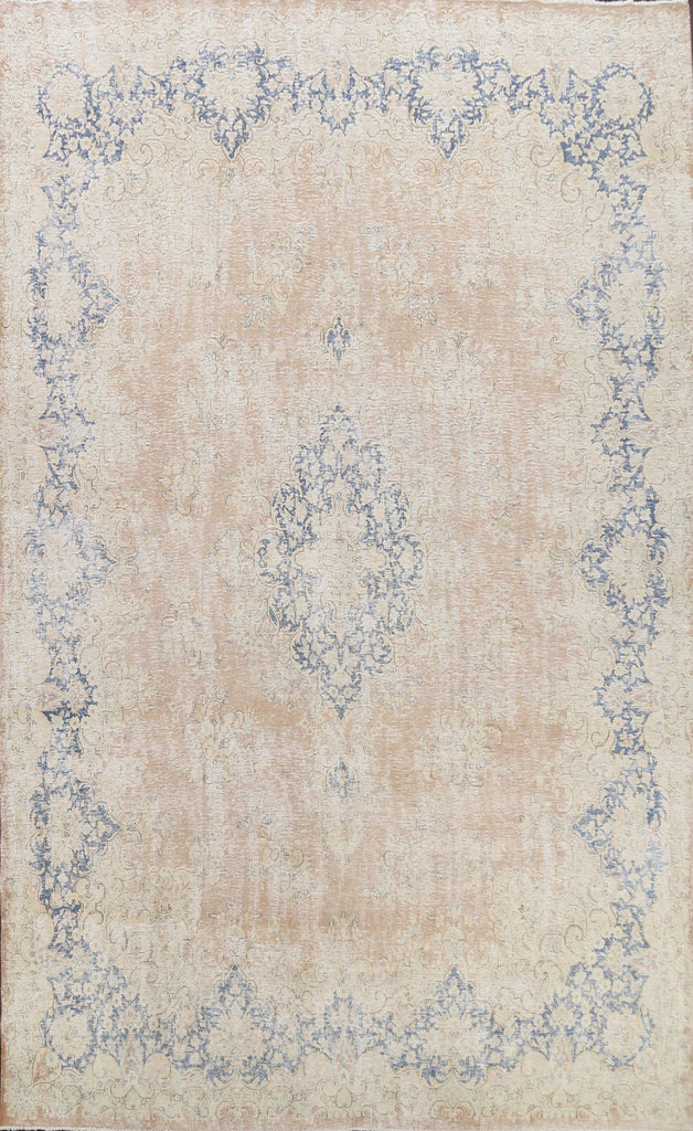 Muted Distressed Kerman Persian Area Rug 10x13