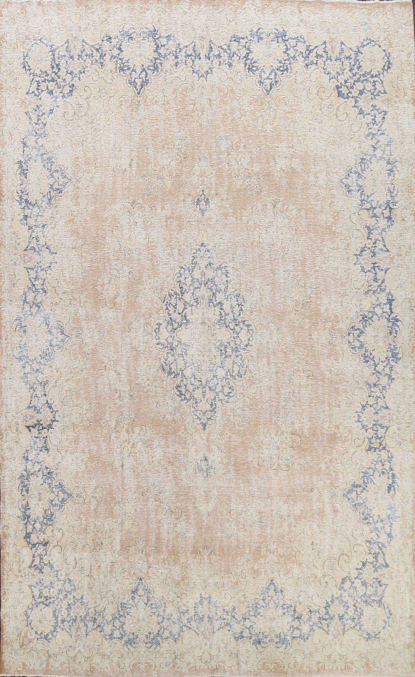 Muted Distressed Kerman Persian Area Rug 10x13