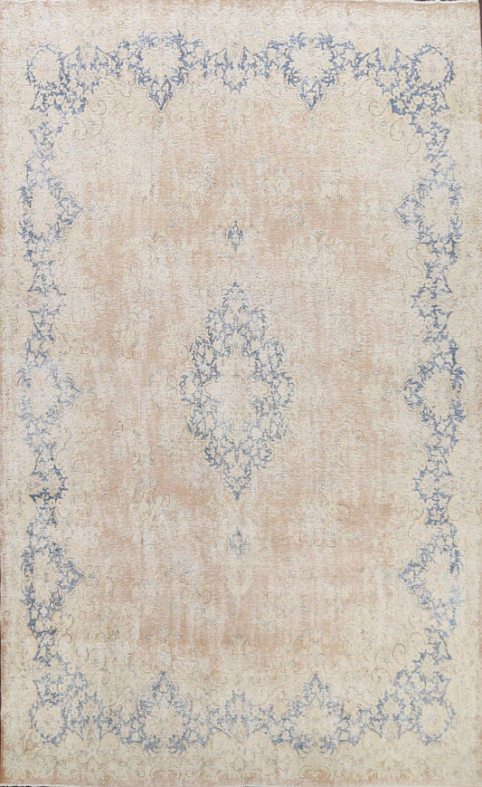 Muted Distressed Kerman Persian Area Rug 10x13