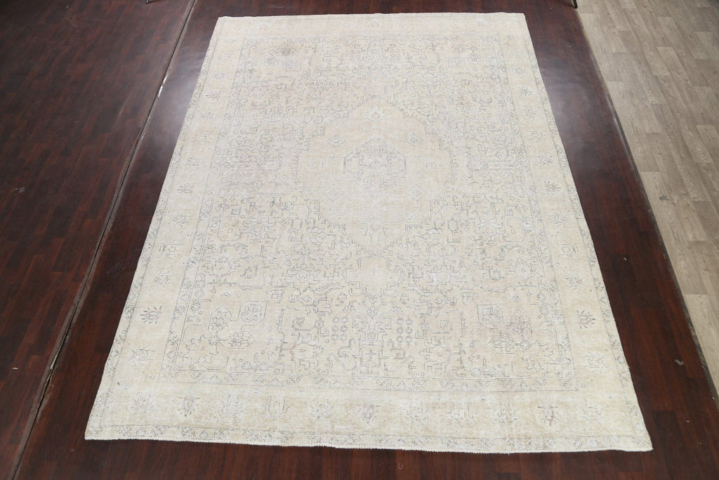 Muted Distressed Tabriz Persian Area Rug 10x13