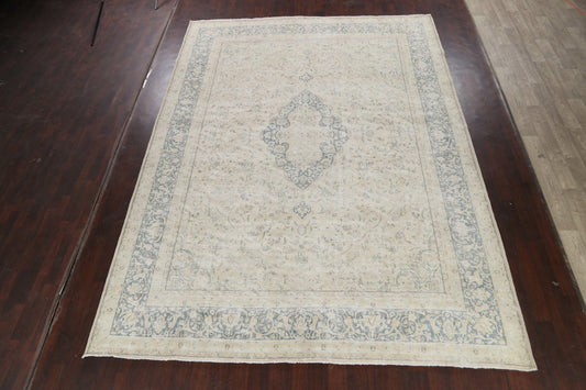 Muted Distressed Kerman Persian Area Rug 10x13