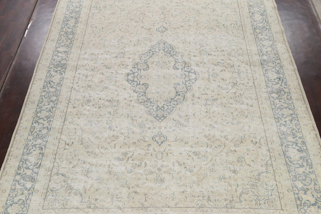 Muted Distressed Kerman Persian Area Rug 10x13