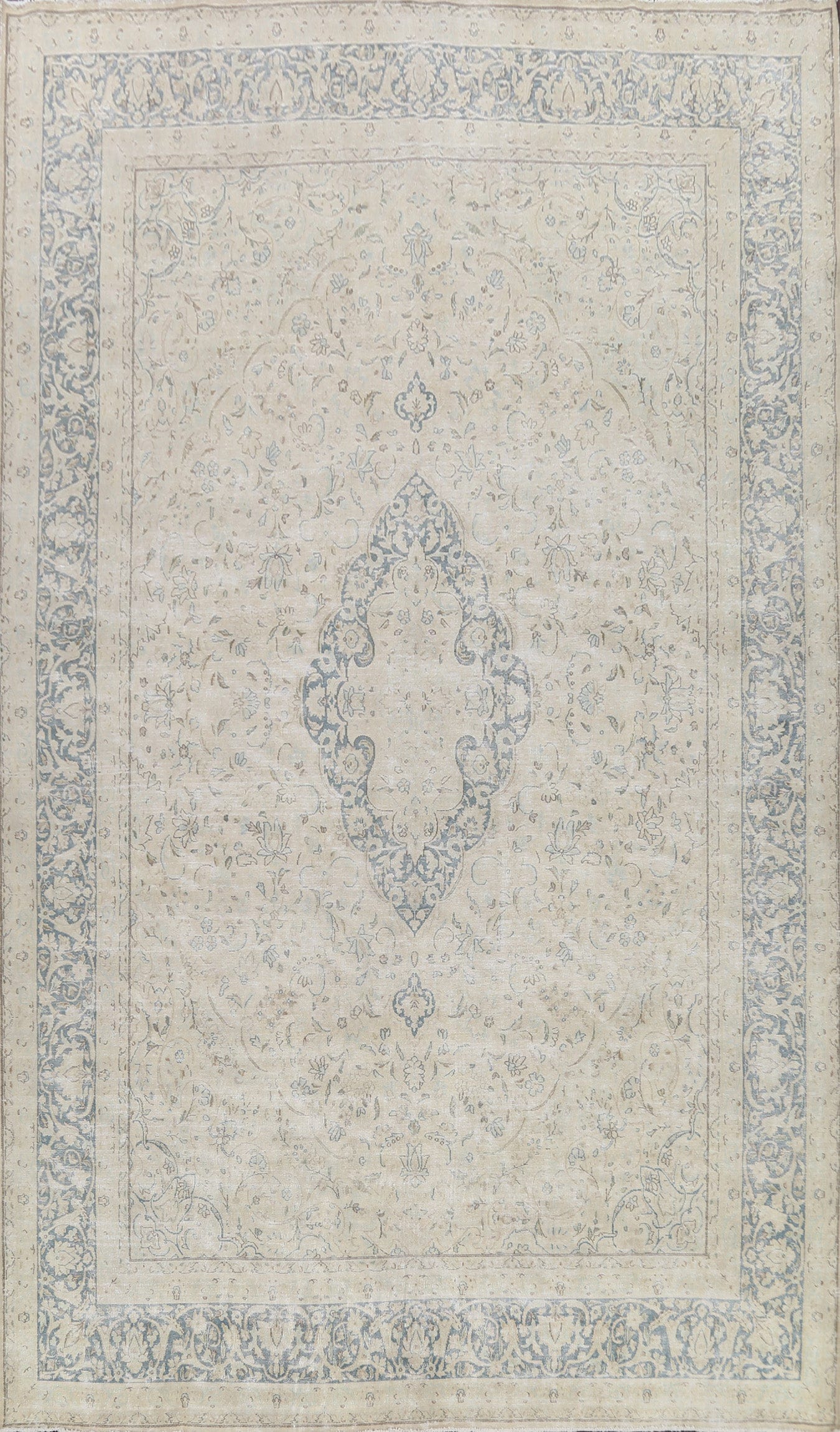 Muted Distressed Kerman Persian Area Rug 10x13