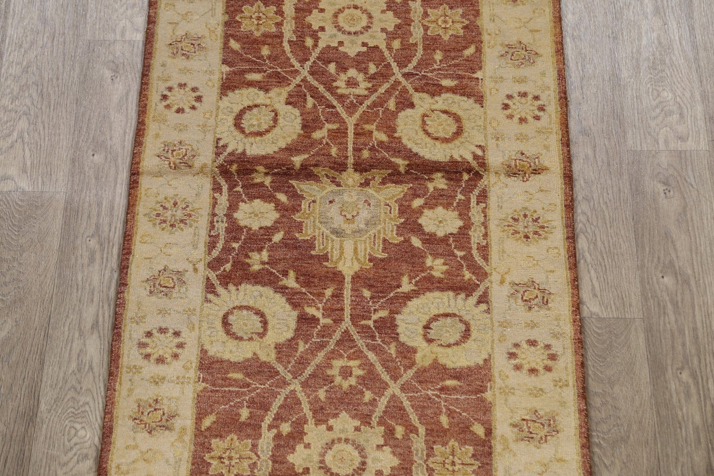 100% Vegetable Dye Agra Oriental Runner Rug 3x12