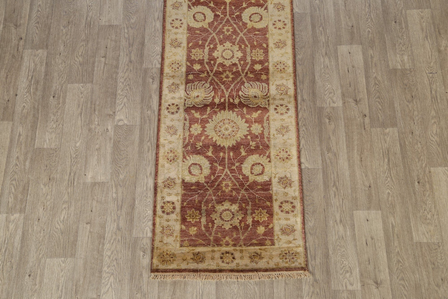 100% Vegetable Dye Agra Oriental Runner Rug 3x12