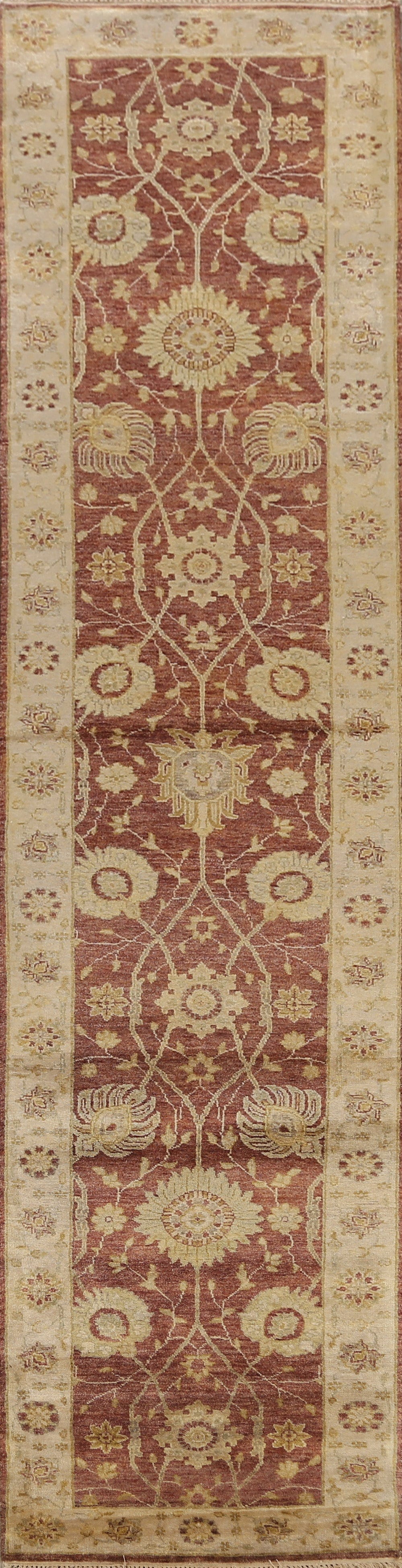 100% Vegetable Dye Agra Oriental Runner Rug 3x12